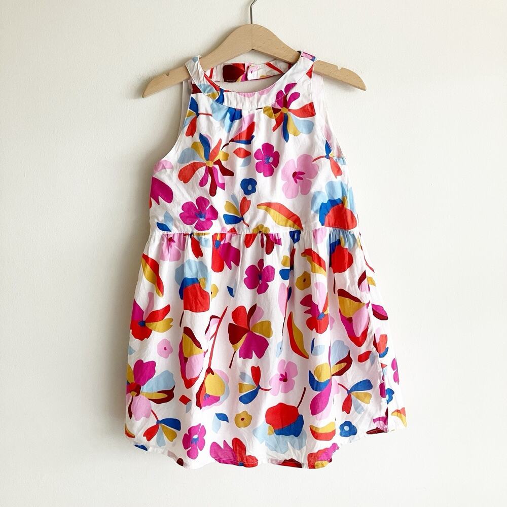 Du Pareil Au Meme Dress Girls Size 4 Floral Print Sleeveless Colorful 104 cm